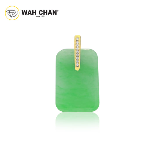 WAH CHAN 18K Yellow Gold Diamond Jade Pendant (JP36167-002)