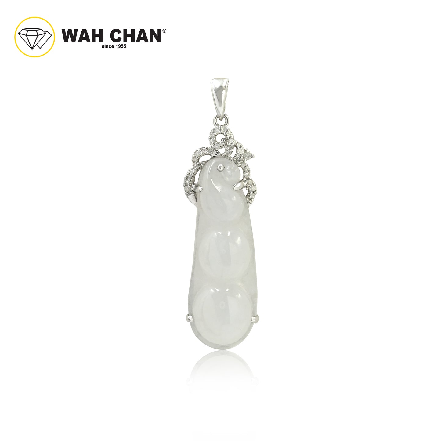 WAH CHAN 18K White Gold Jade Diamond Pendant (JP24000-002)
