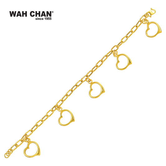 WAH CHAN 916 Gold Bracelet - Love Design Cable Chain