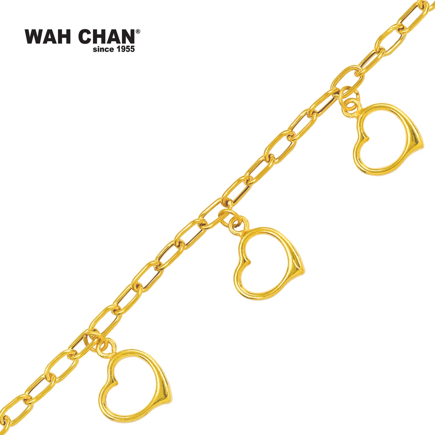 WAH CHAN 916 Gold Bracelet - Love Design Cable Chain