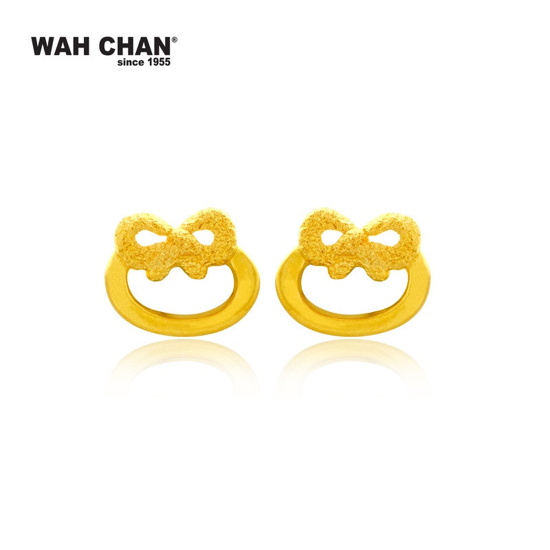 WAH CHAN 916 Gold Screw Back Earrings - Kitty (OSE1062)