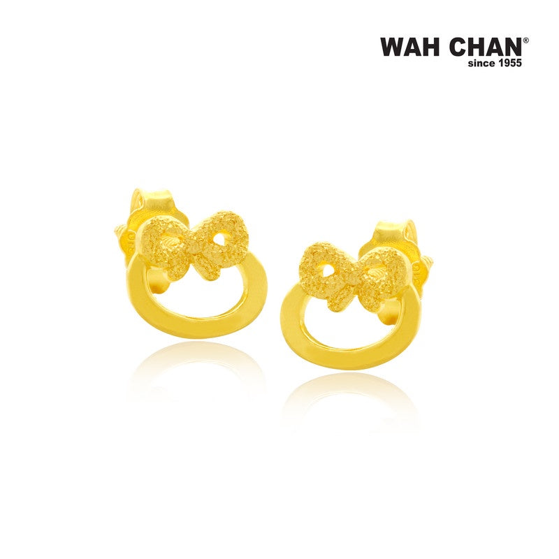 WAH CHAN 916 Gold Screw Back Earrings - Kitty (OSE1062)