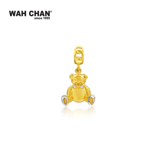 WAH CHAN 916 Gold Pendant/Charm with White Gold Plating - Bear Design (OSP1253)