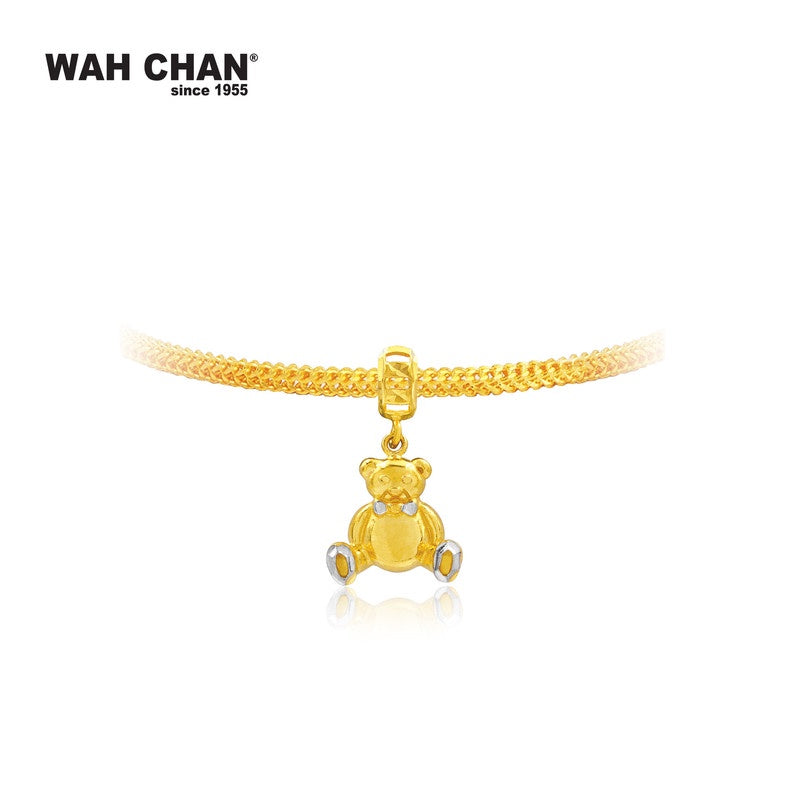 WAH CHAN 916 Gold Pendant/Charm with White Gold Plating - Bear Design (OSP1253)