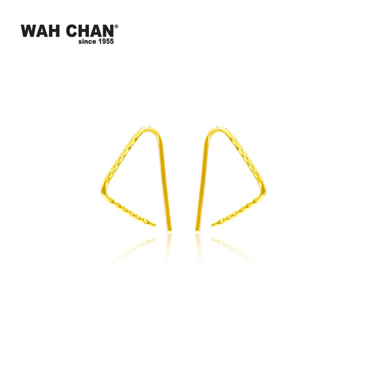 WAH CHAN 999 Gold Hook Earrings - Triangle Design (E005)