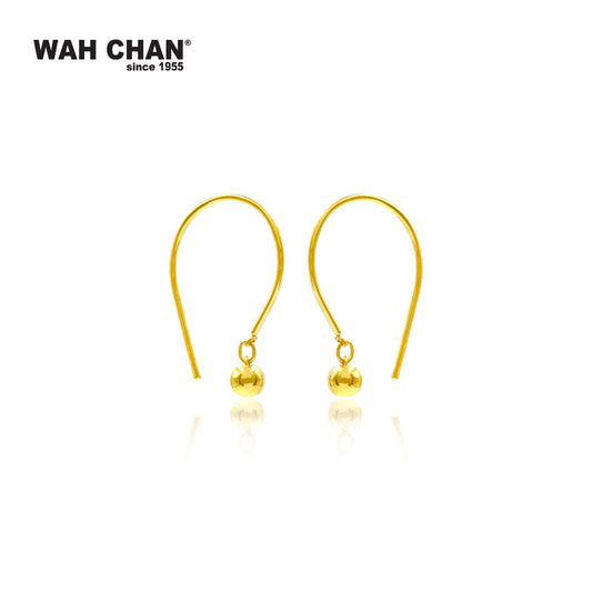 WAH CHAN 999 Gold Hook Earrings - Curve Design (E002)