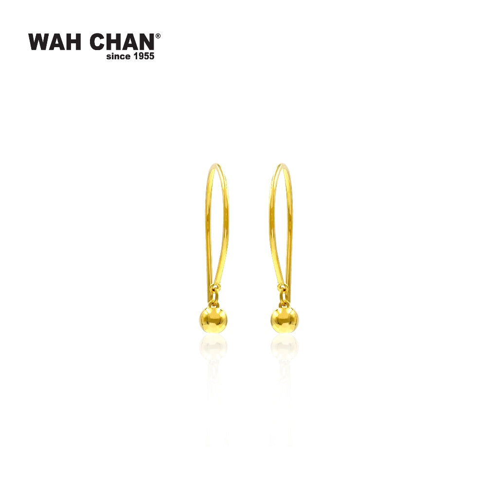 WAH CHAN 999 Gold Hook Earrings - Curve Design (E002)