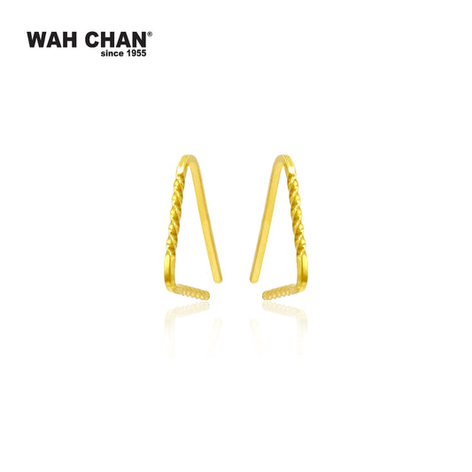 WAH CHAN 999 Gold Hook Earrings - Triangle Design (E007)