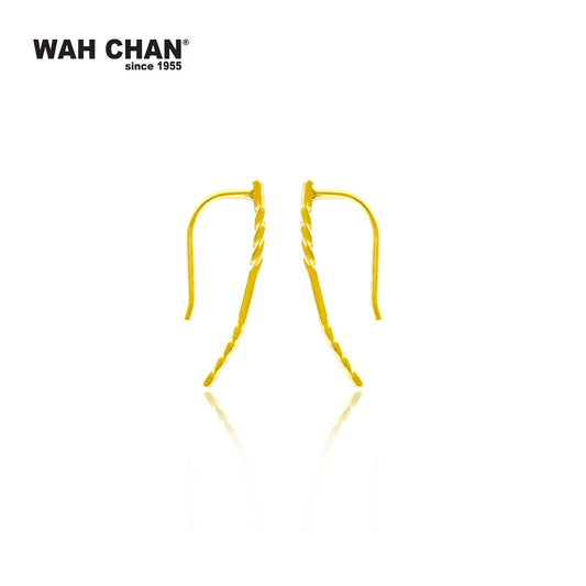 WAH CHAN 999 Gold Hook Earrings - Unique Design (E003)