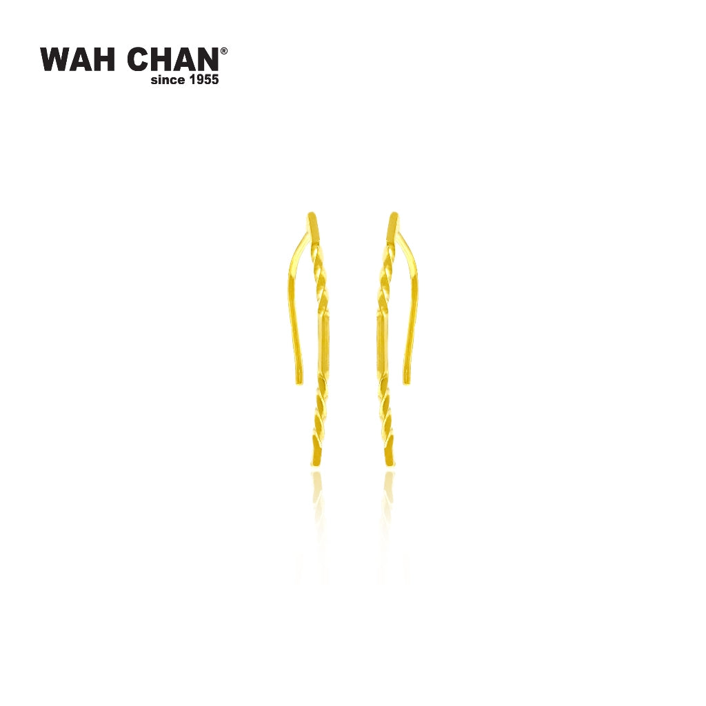 WAH CHAN 999 Gold Hook Earrings - Unique Design (E003)