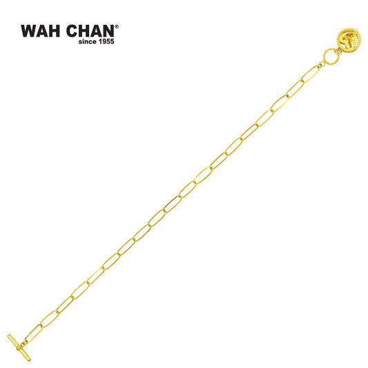 WAH CHAN 916 Gold Bracelet - Heart/ Love Circular Toggle Clasp (B2015)