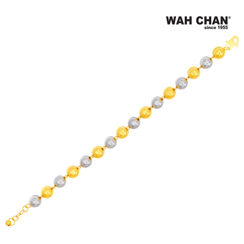 WAH CHAN 916 Gold Bracelet with White Gold Plating - Boba (OSB1048b)