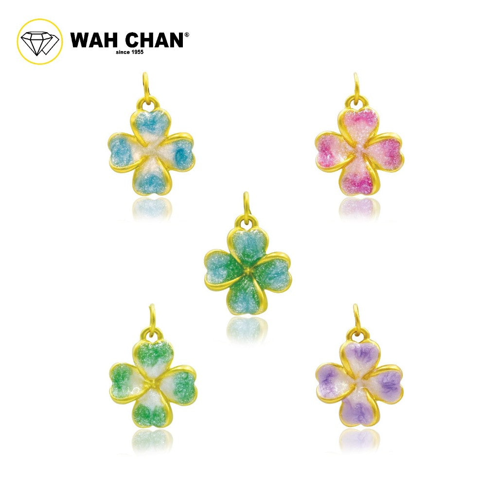 WAH CHAN 999 Gold 4L -  Four Leaf Clover pendant