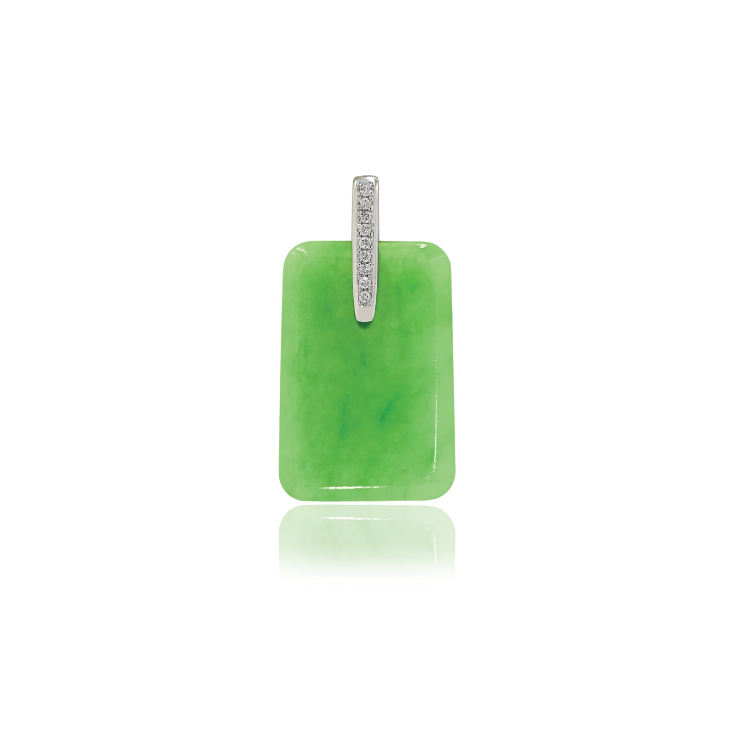 WAH CHAN Mother's Day "Blessed Harmony Jade " 18k White Gold Diamond Light Green Jade Pendant  (PJ02346-D02)