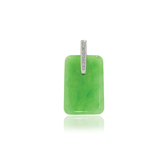 WAH CHAN Mother's Day "Blessed Harmony Jade " 18k White Gold Diamond Light Green Jade Pendant  (PJ02346-D02)