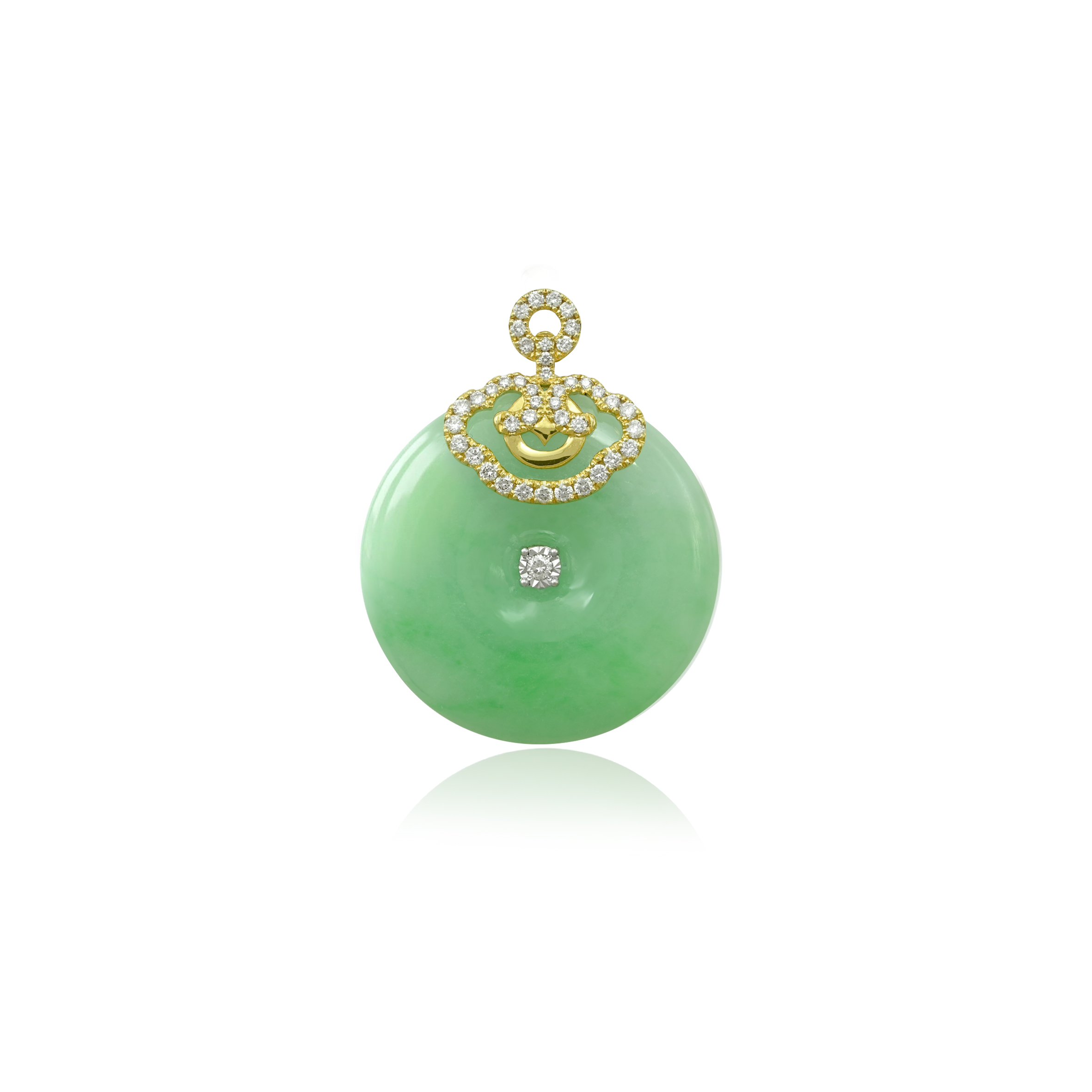 18K Yellow Gold Diamond Green Jade Pendant (PJ02875-B01) - Image 2
