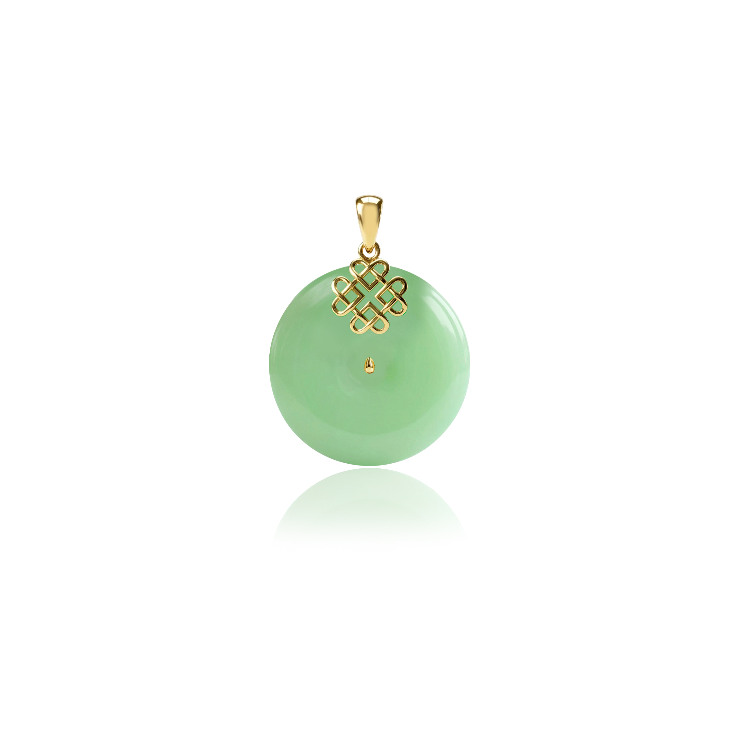 9K Yellow Gold Green Jade Pendant (PJ02877-B01) - Image 2