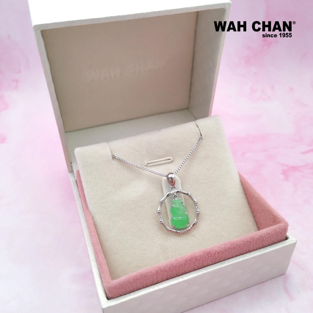 Mother's Day "Circle of Happiness" White Gold Diamond Jade Pendant 平安纳福葫芦玉吊坠 (PJ02186-A02) - Image 3