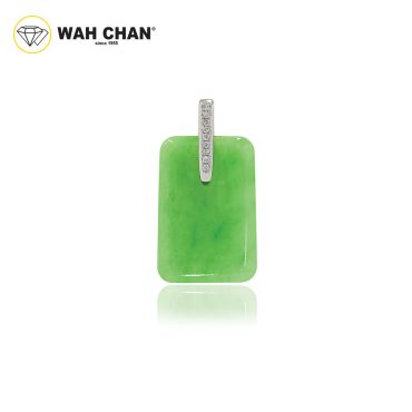 Mother's Day "Blessed Harmony Jade" 18k White Gold Diamond Green Jade Pendant (PJ02346-D02)