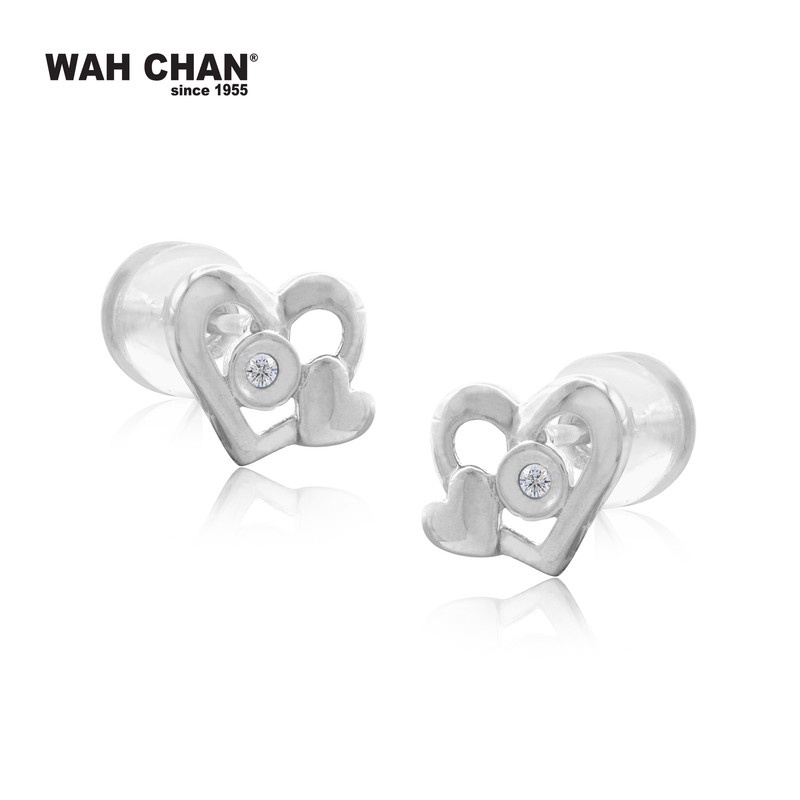 WAH CHAN 9K White Gold Diamond Earrings E3K00475-B01 - Image 2