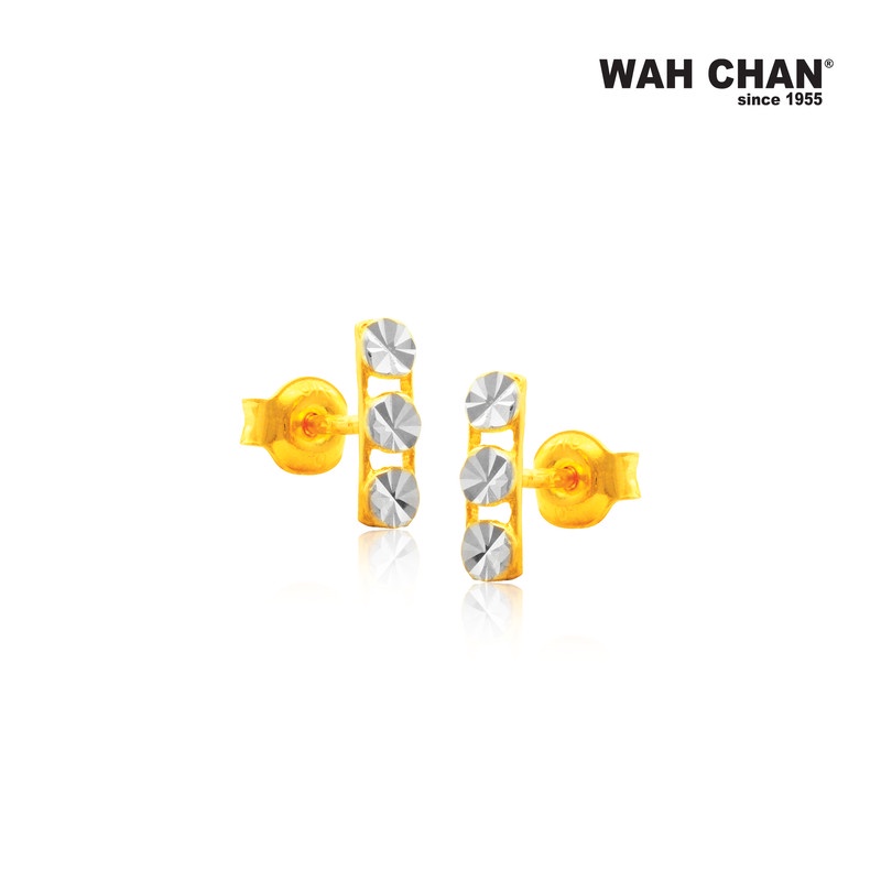 WAH CHAN 916 Gold Earrings with White Gold Plating (OSE1020) - Image 2