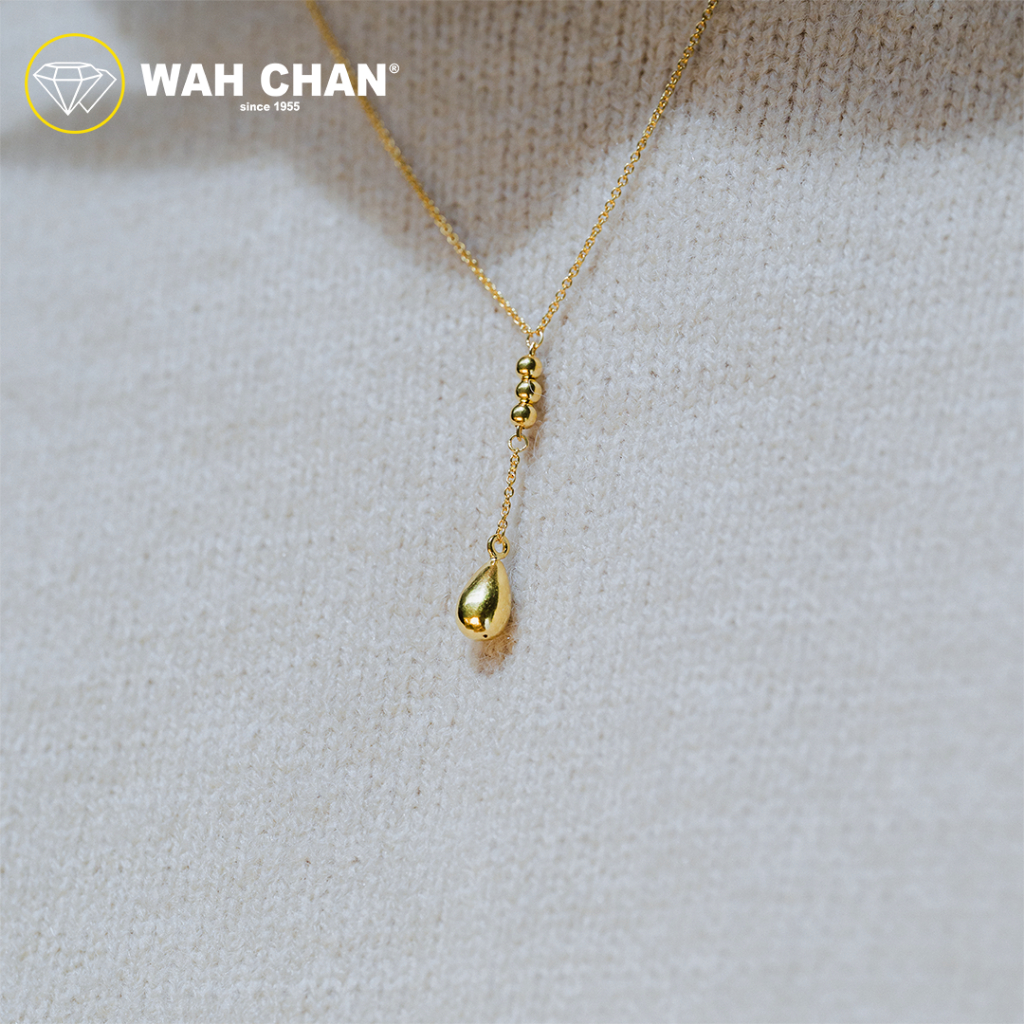 WAH CHAN 916 Gold Necklace - Rain Drop OSC1061 - Image 3