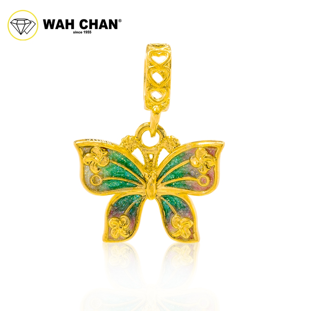 WAH CHAN 916 Gold Pendant - Rainbow Butterfly OSP1344