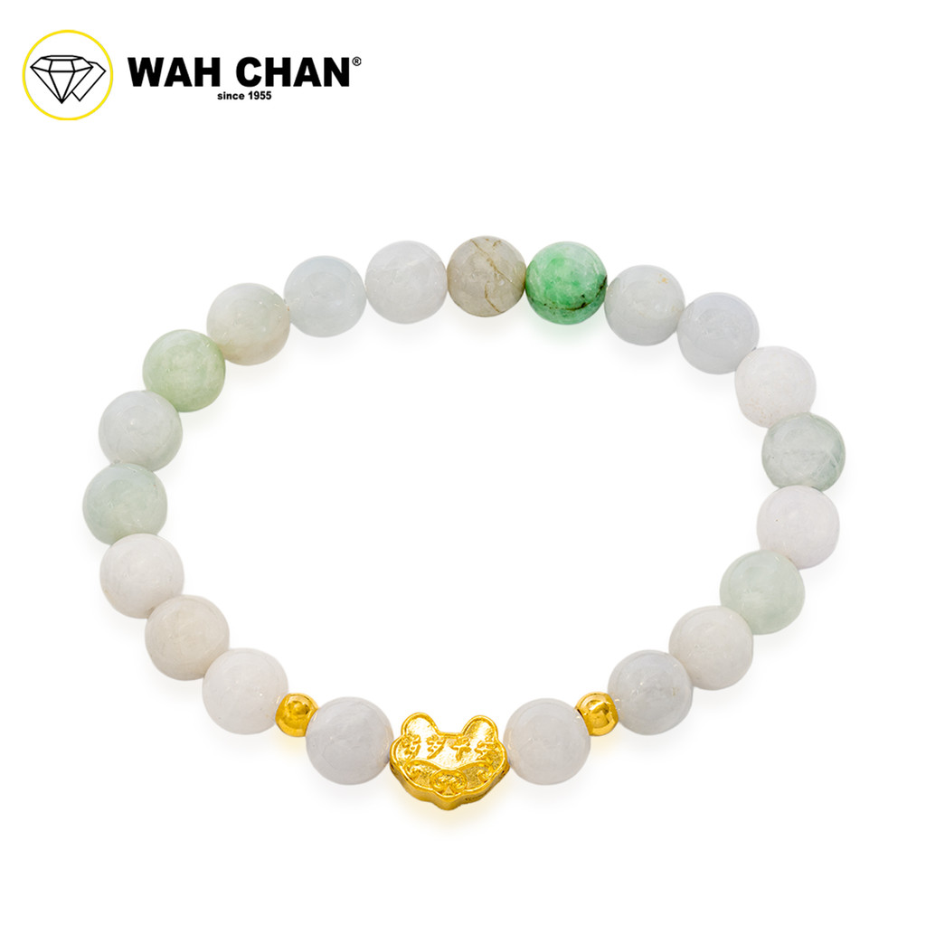 WAH CHAN 999 Gold Pendant - Ruyi Lock Charm Crystal Bracelet J002 - Image 2