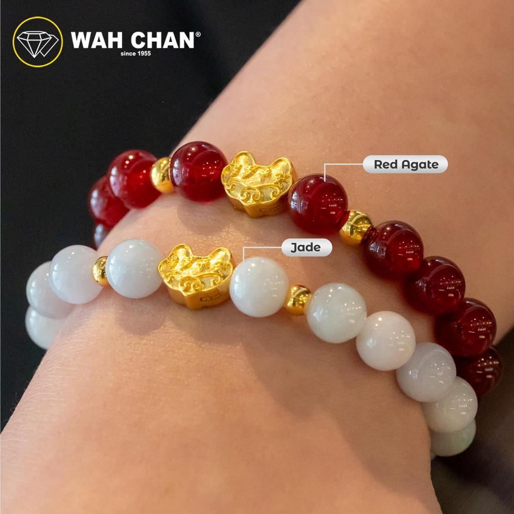 WAH CHAN 999 Gold Pendant - Ruyi Lock Charm Crystal Bracelet J002 - Image 4