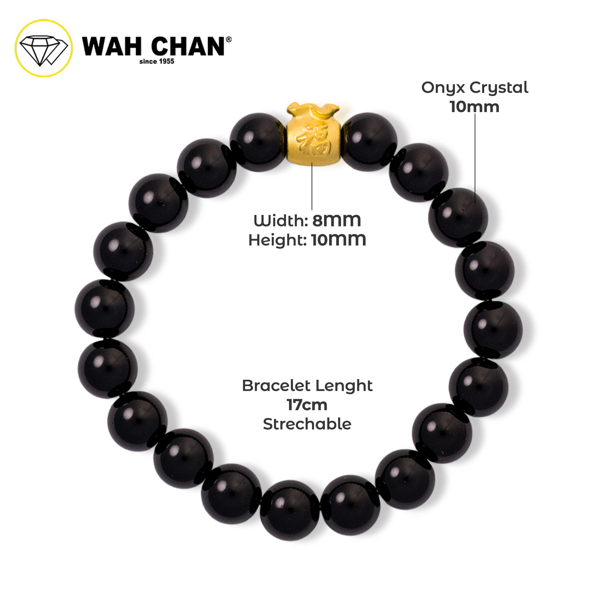 WAH CHAN 999 Gold Pendant - Fortune Bag with Black Onyx B66 - Image 3