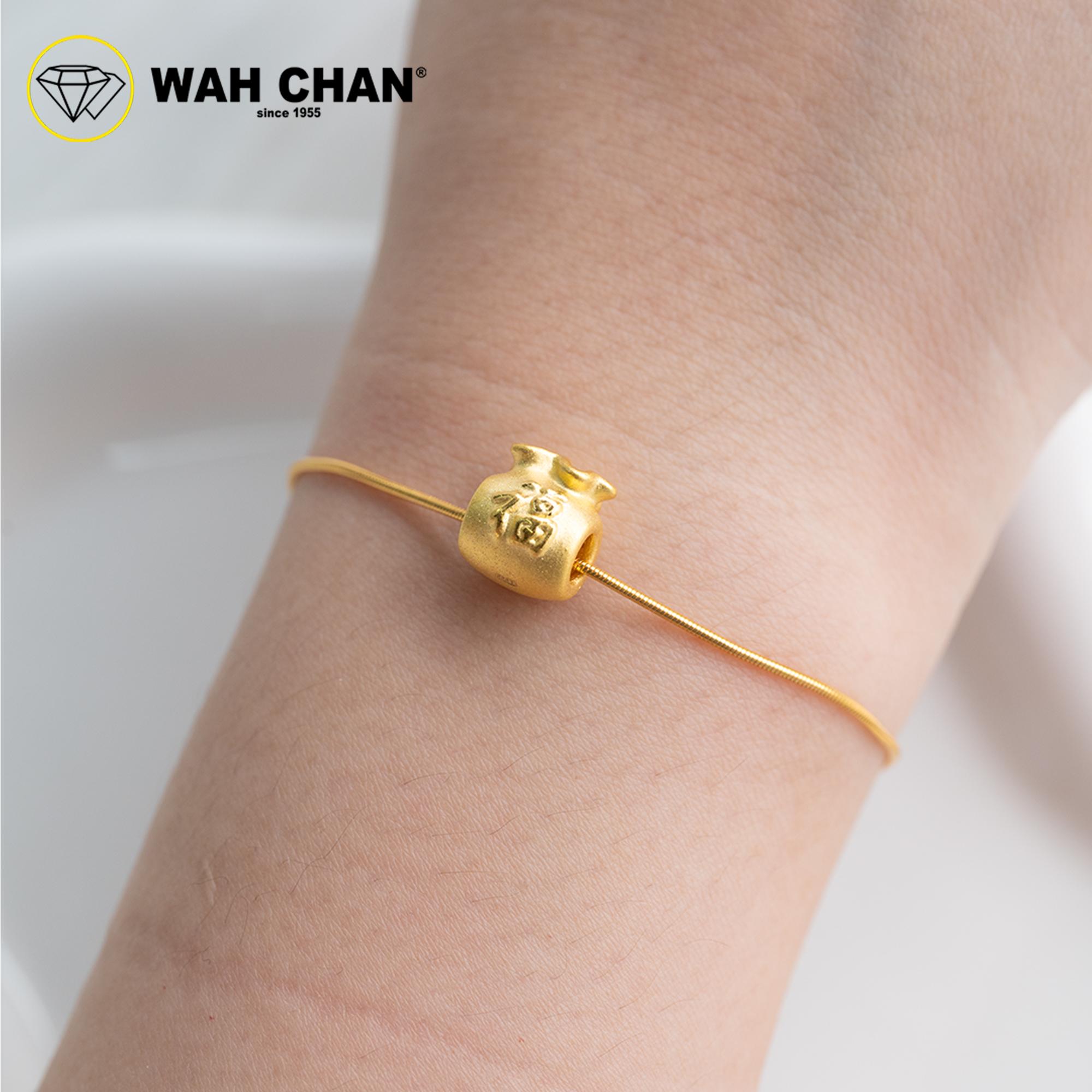 WAH CHAN 999 Gold Pendant - Fortune Bag with Black Onyx B66 - Image 6
