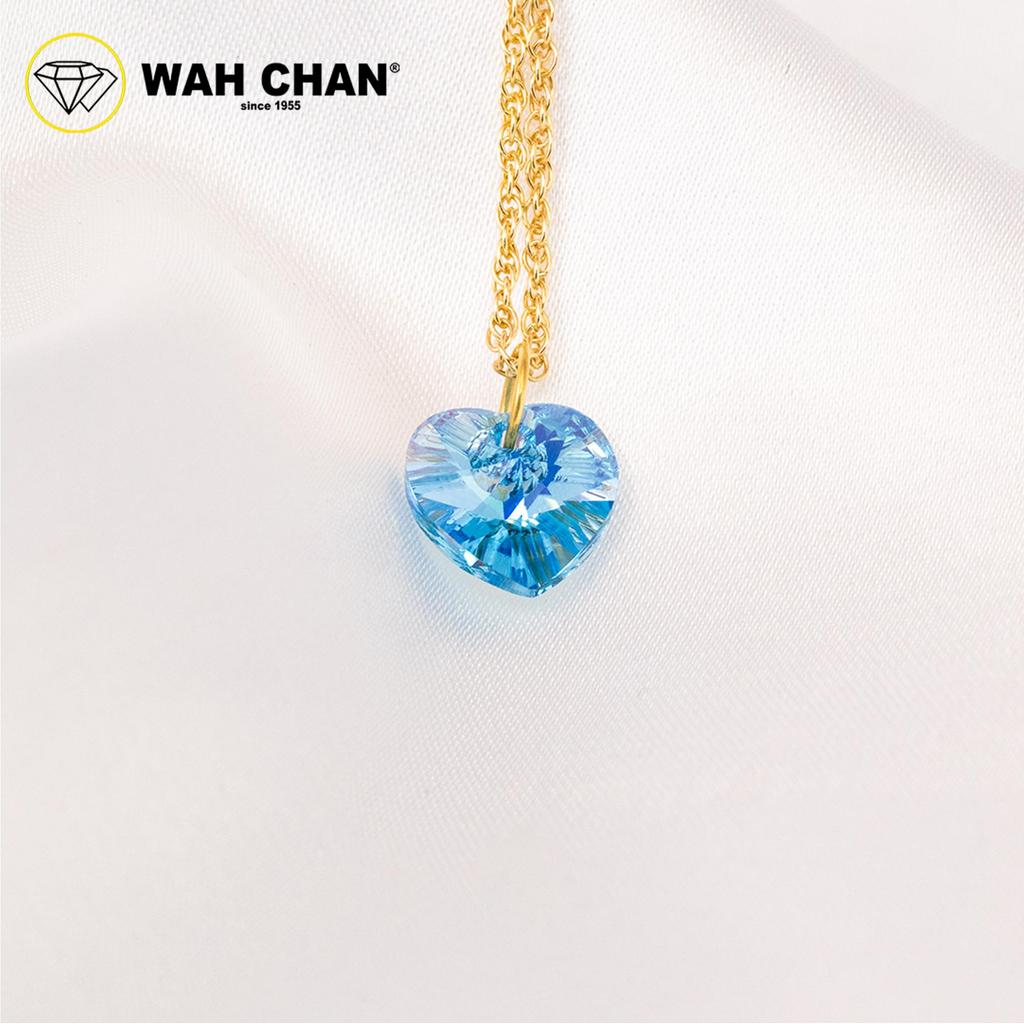 WAH CHAN 585 Gold Love Crystal Pendant with Silver 925 Necklace - Image 2