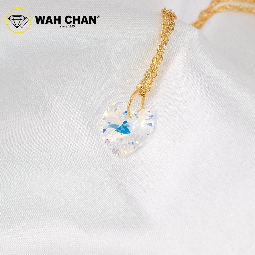 WAH CHAN 585 Gold Love Crystal Pendant with Silver 925 Necklace - Image 3