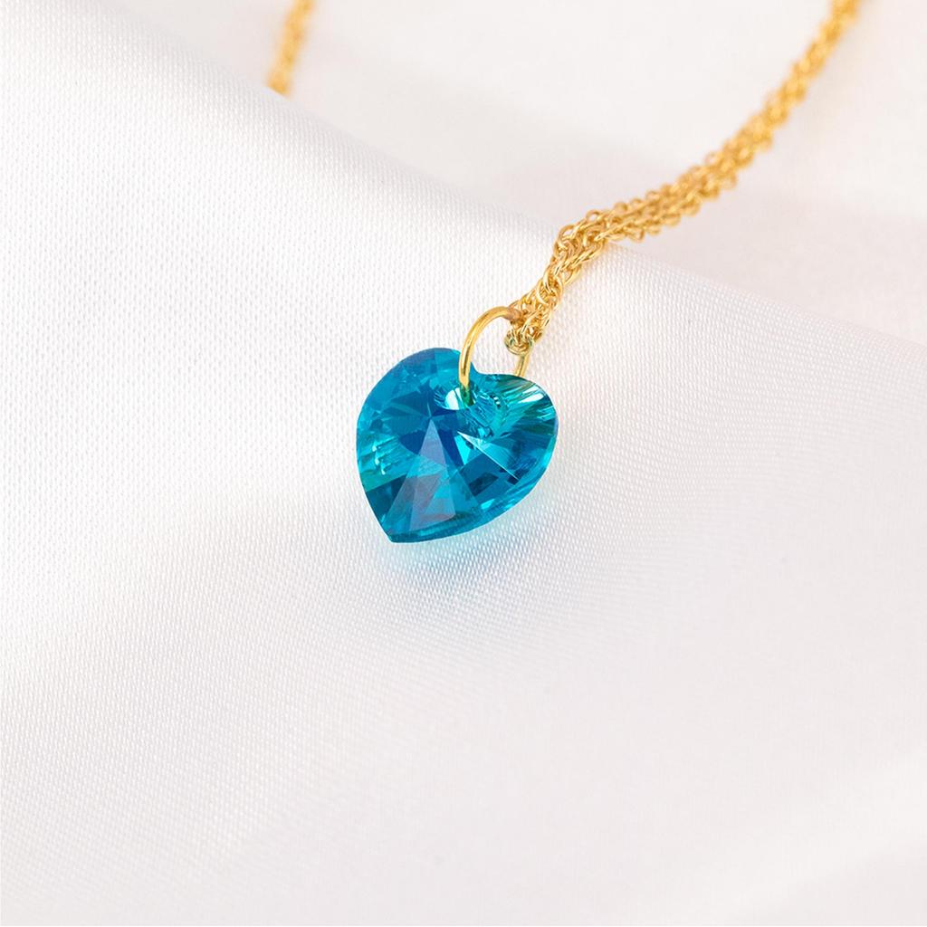 WAH CHAN 585 Gold Love Crystal Pendant with Silver 925 Necklace - Image 4