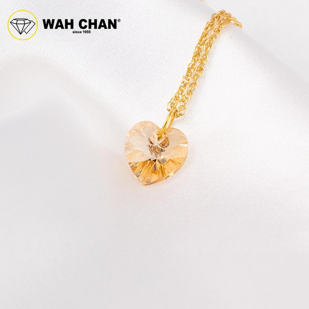 WAH CHAN 585 Gold Love Crystal Pendant with Silver 925 Necklace - Image 5