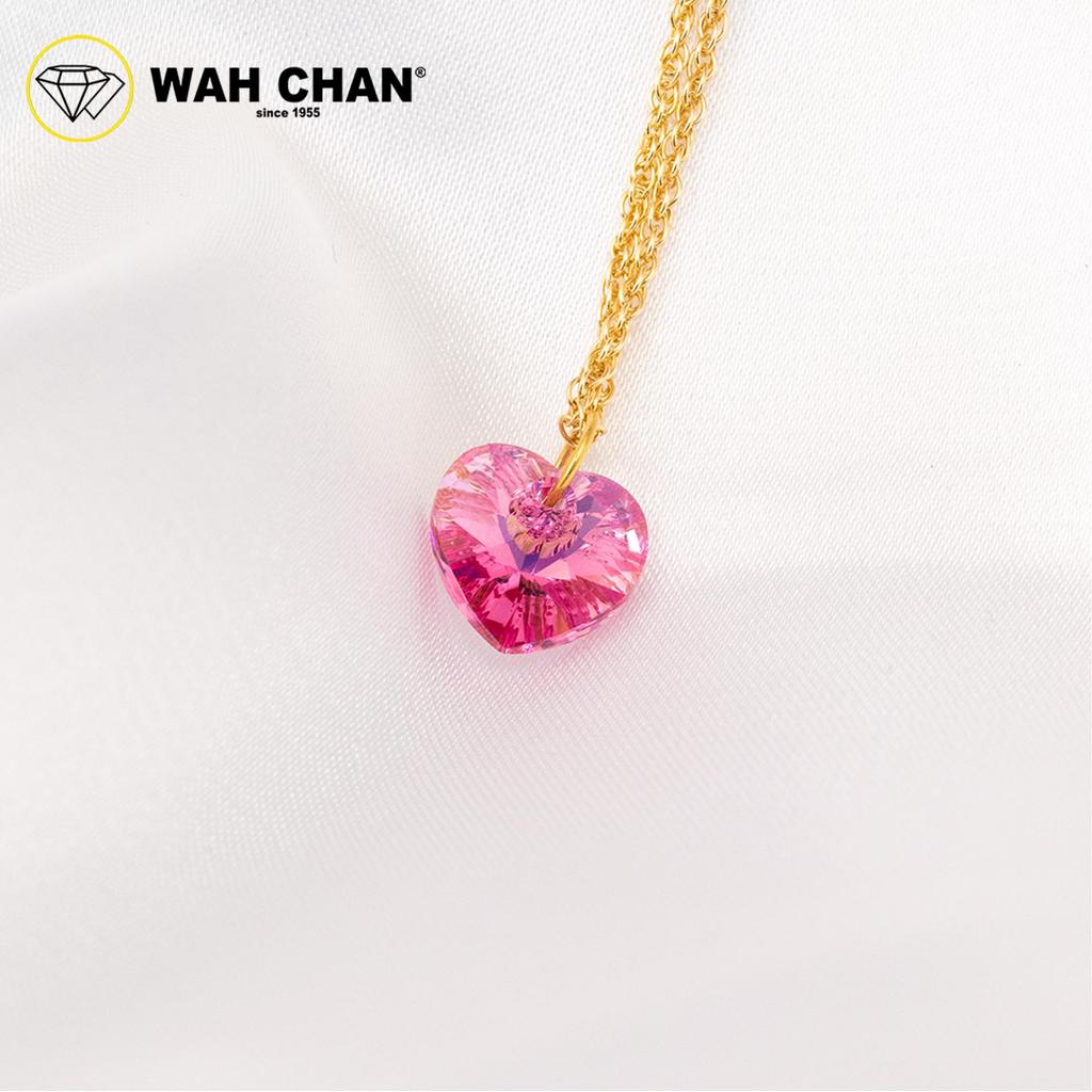 WAH CHAN 585 Gold Love Crystal Pendant with Silver 925 Necklace - Image 7