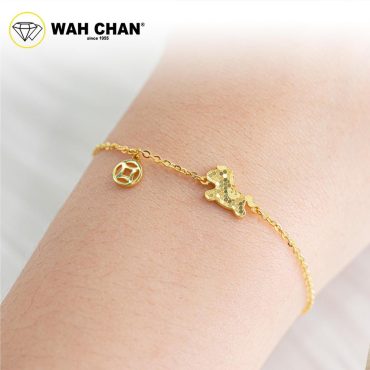 WAH CHAN 916 Gold Bracelet - Honeycomb Lucky Unicorn OSB1298
