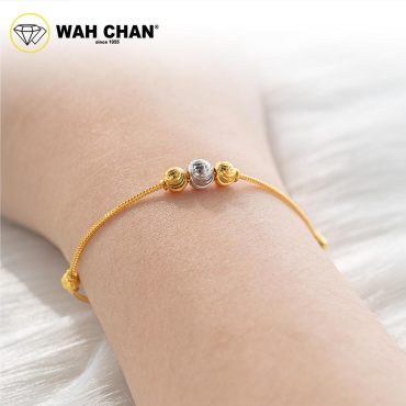WAH CHAN 916 Gold Bracelet - Gelang Double Mesin White Gold Plated Boba OSB1304