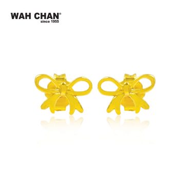 WAH CHAN 916 Gold Screw Back Earrings - Ribbon (OSE1093)