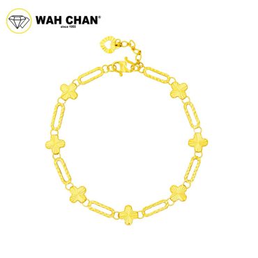 WAH CHAN 916 Gold Bracelet - Gelang PaperClip Clover OSB1320