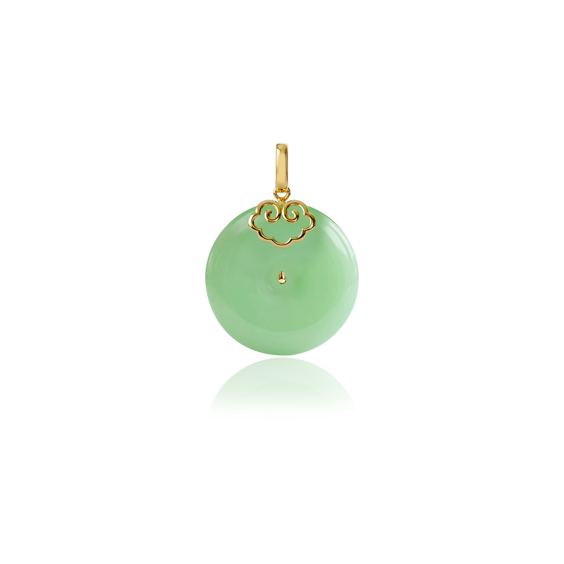 9K Yellow Gold Green Jade Pendant (PJ02878-B01) - Image 2