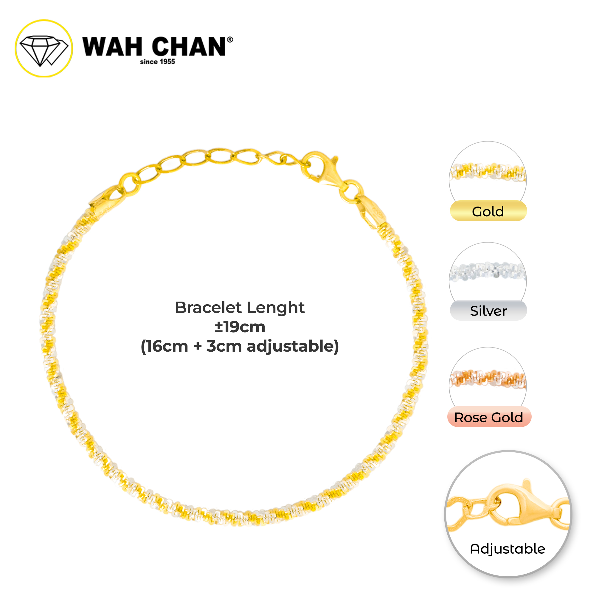 WAH CHAN S925 ITALIAN Silver Bracelet - Rock Chain N2B00001