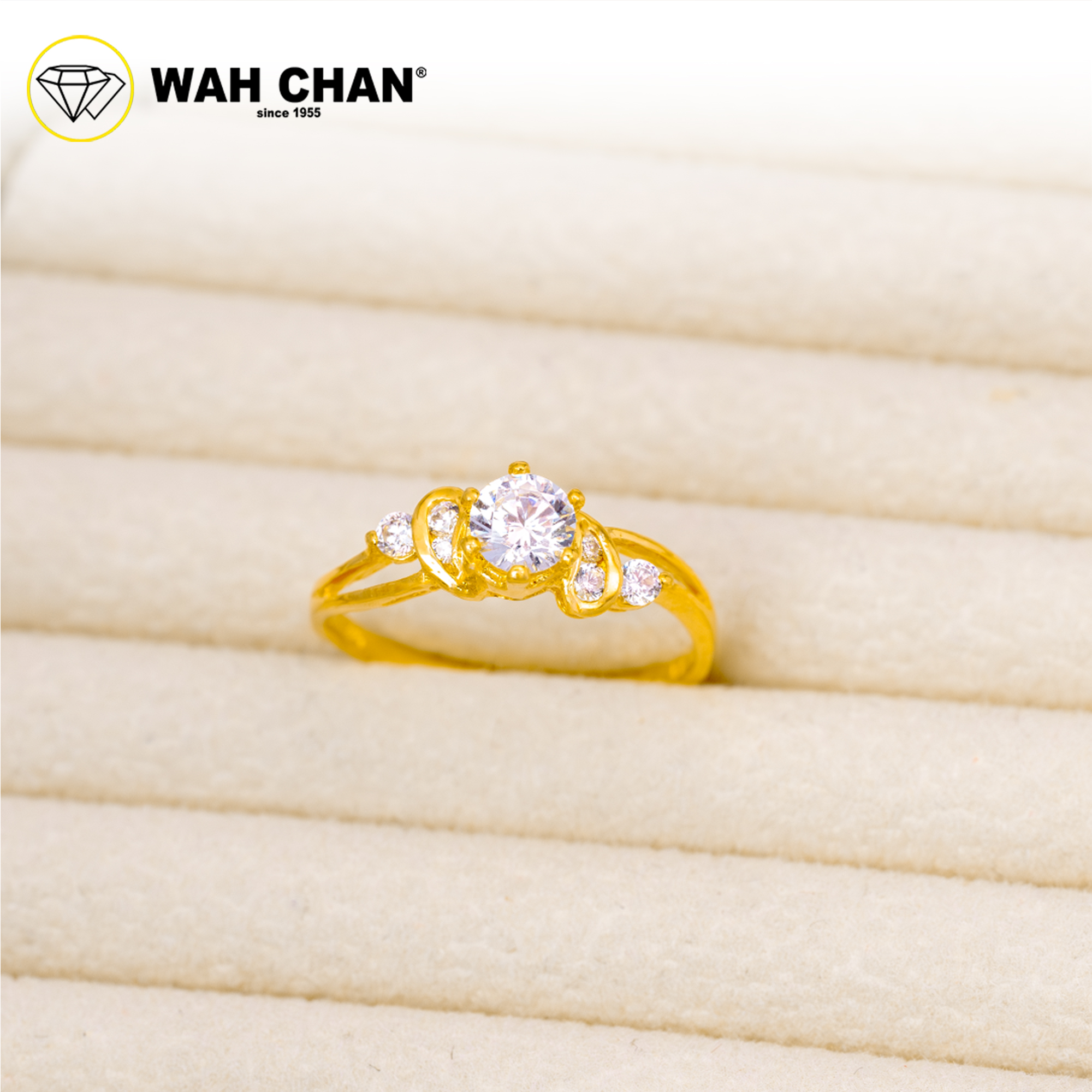 Wah Chan 585/14K Gold Ring - Cincin Zirconia R1046 - Image 2
