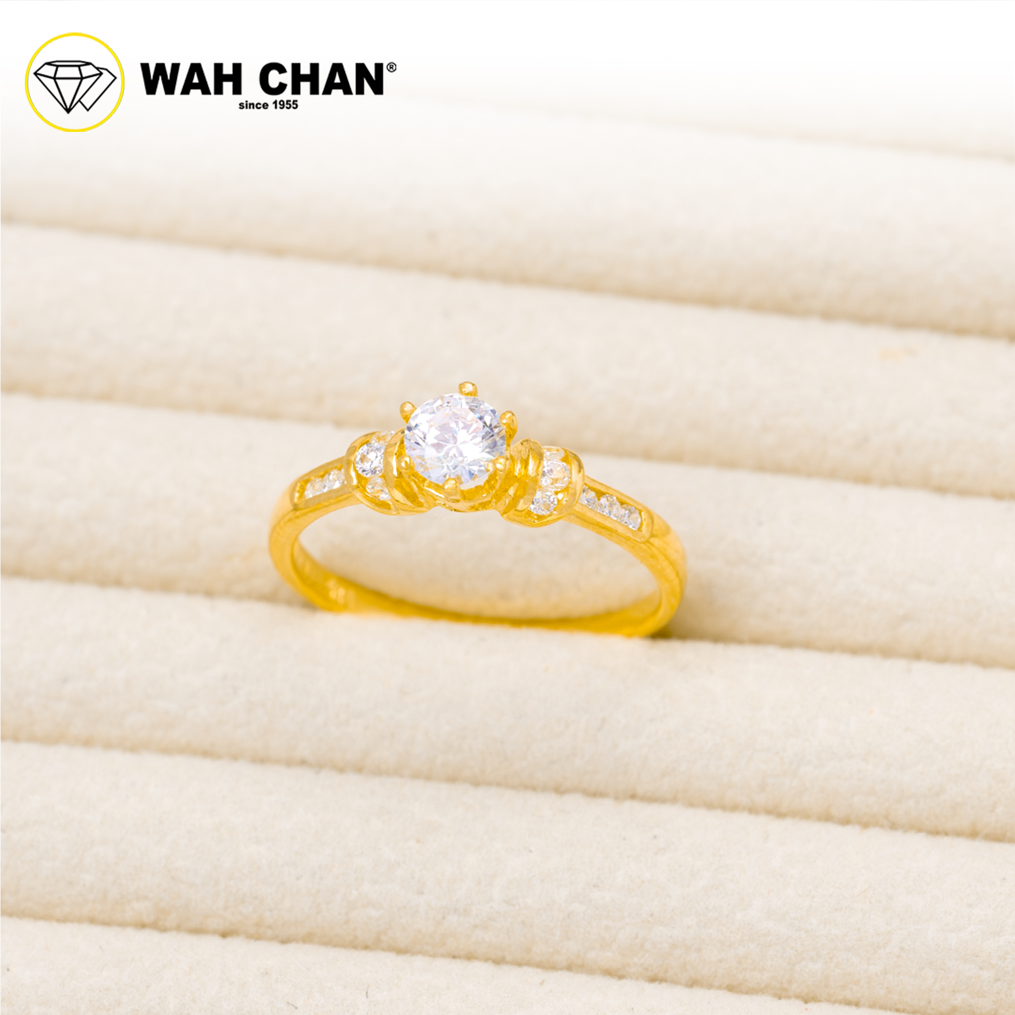 Wah Chan 585/14K Gold Ring - Cincin Zirconia R1078 - Image 2
