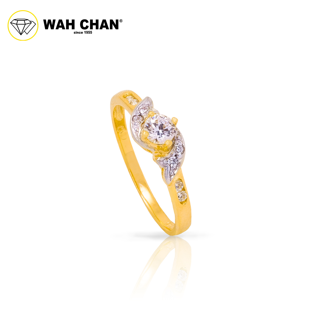 Wah Chan 585/14K Gold Ring - Cincin Zirconia R846
