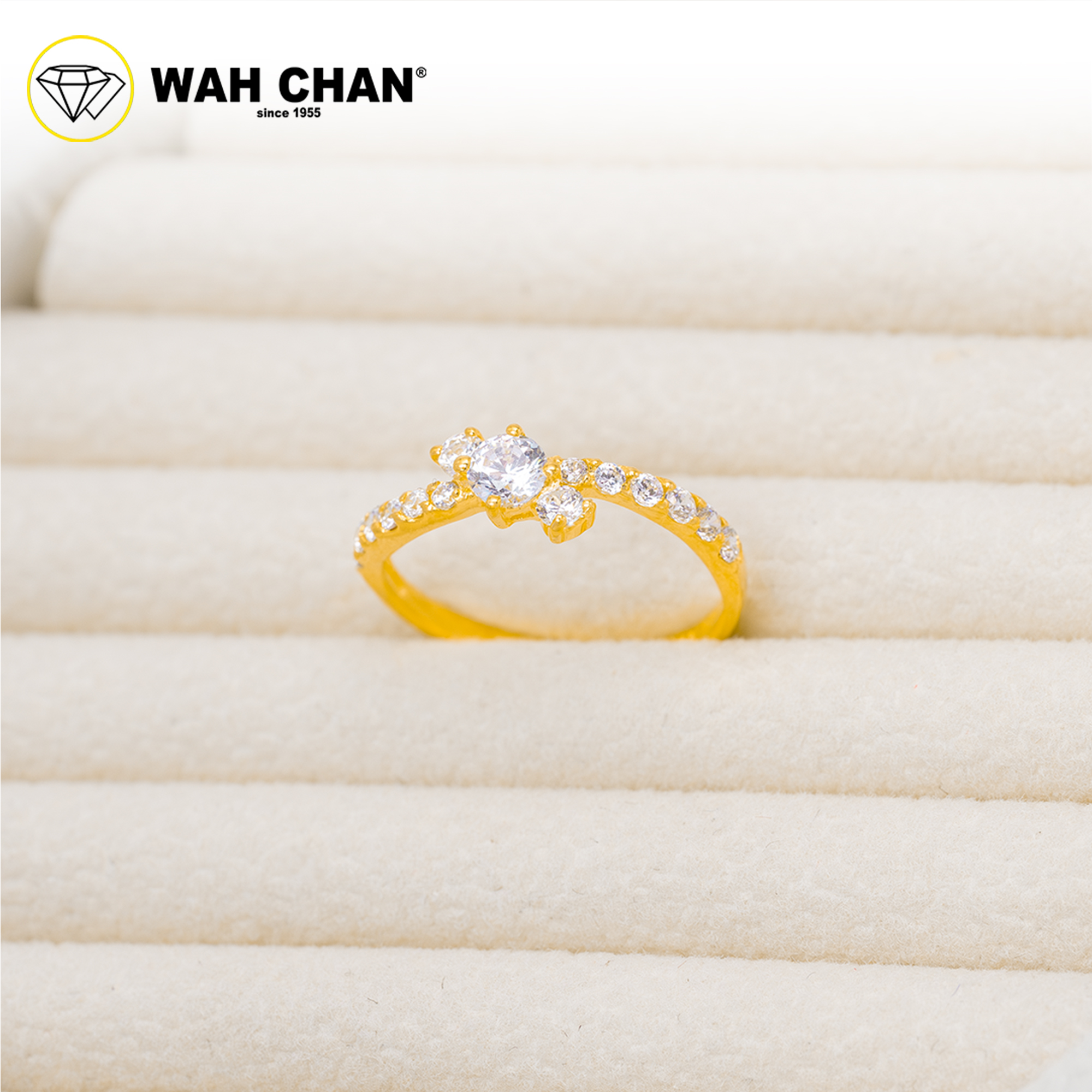 Wah Chan 585/14K Gold Ring - Cincin Zirconia WR283 - Image 2