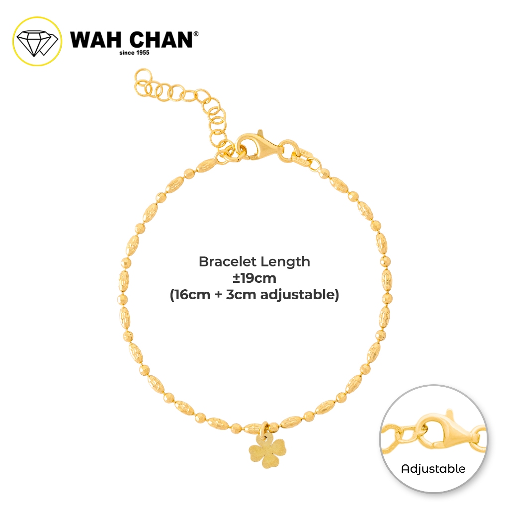 WAH CHAN S925 ITALIAN Silver Bracelet - Clover Chaining Beads NSBCM020