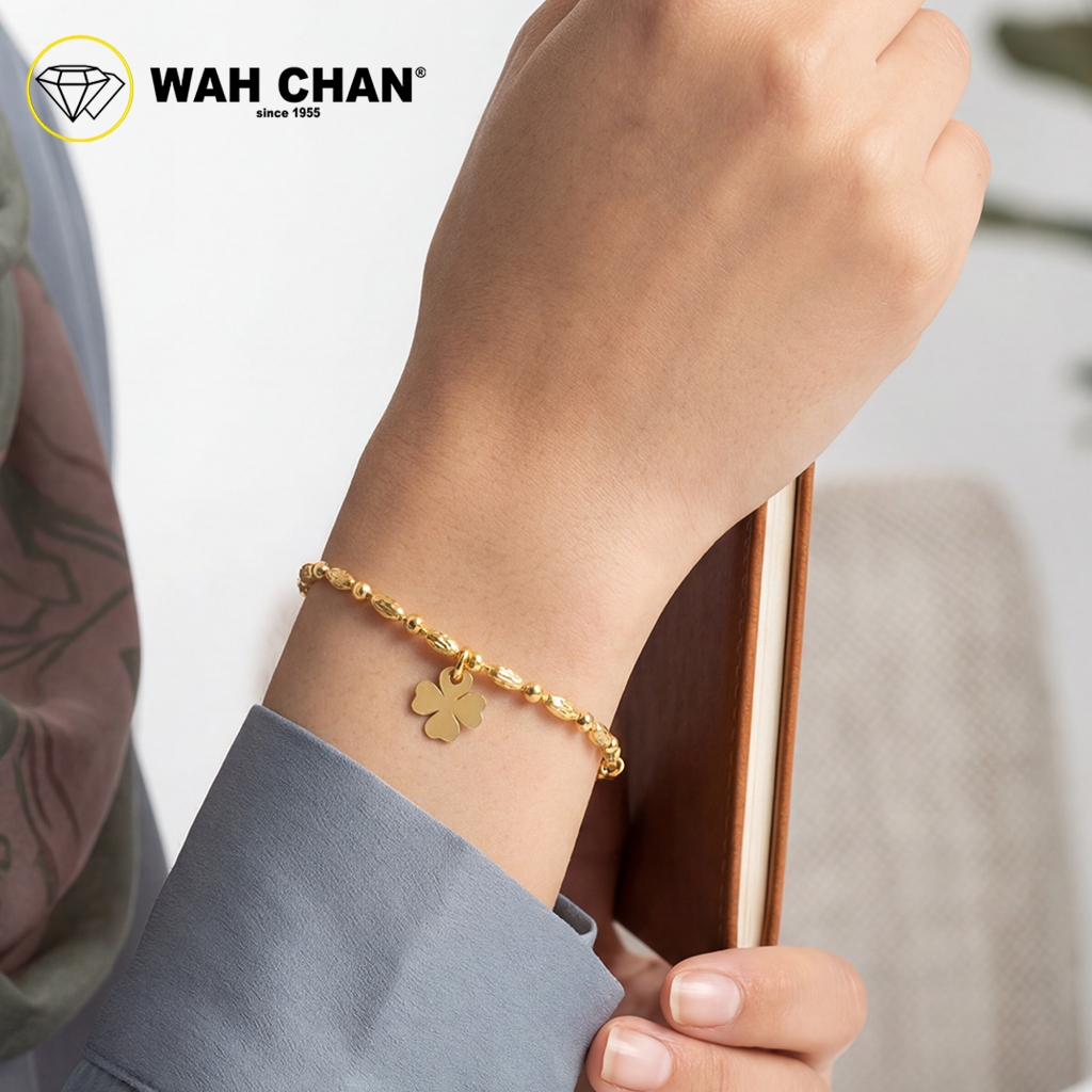 WAH CHAN S925 ITALIAN Silver Bracelet - Clover Chaining Beads NSBCM020 - Image 3