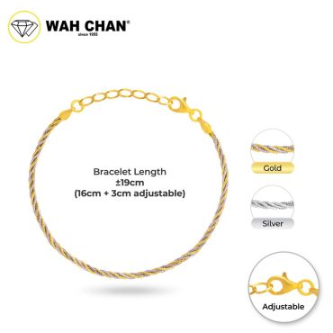 WAH CHAN S925 ITALIAN Silver Bracelet - Duo Color Twisted NSBCRS015