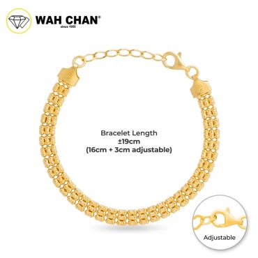 WAH CHAN S925 ITALIAN Silver Bracelet - Tri-Beads Chain NSBCRS020